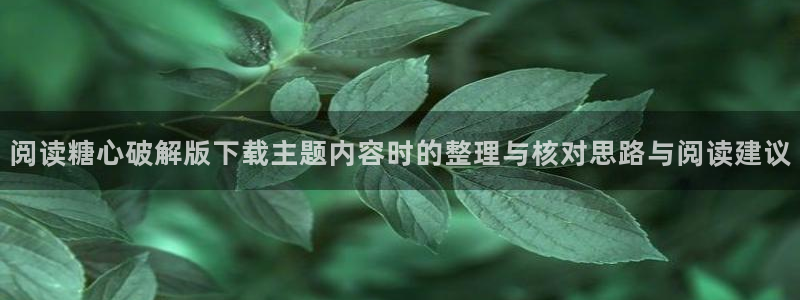 糖心官网入口:阅读糖心破解版下载主题内容时的整理与核对思路与阅读建议